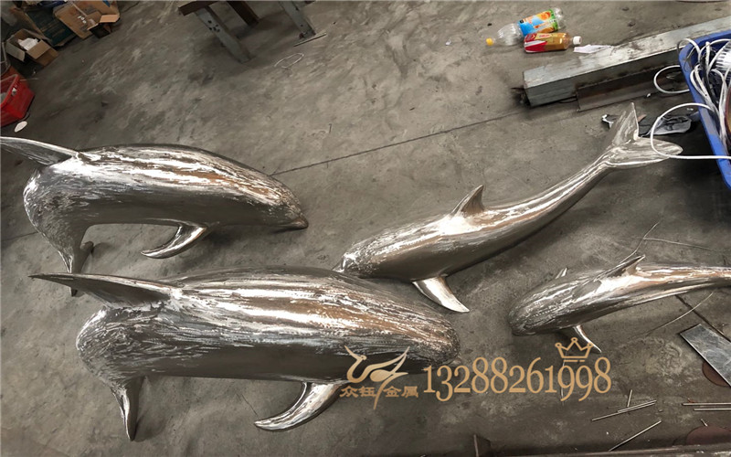 不锈钢海豚小品雕塑